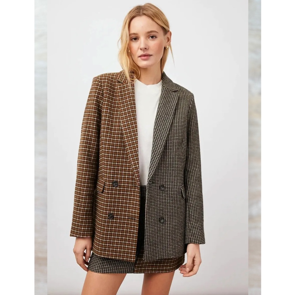 90s' Academia Office-Chic Rails Cody Blazer in Mixed Mini Check [L, Like New]